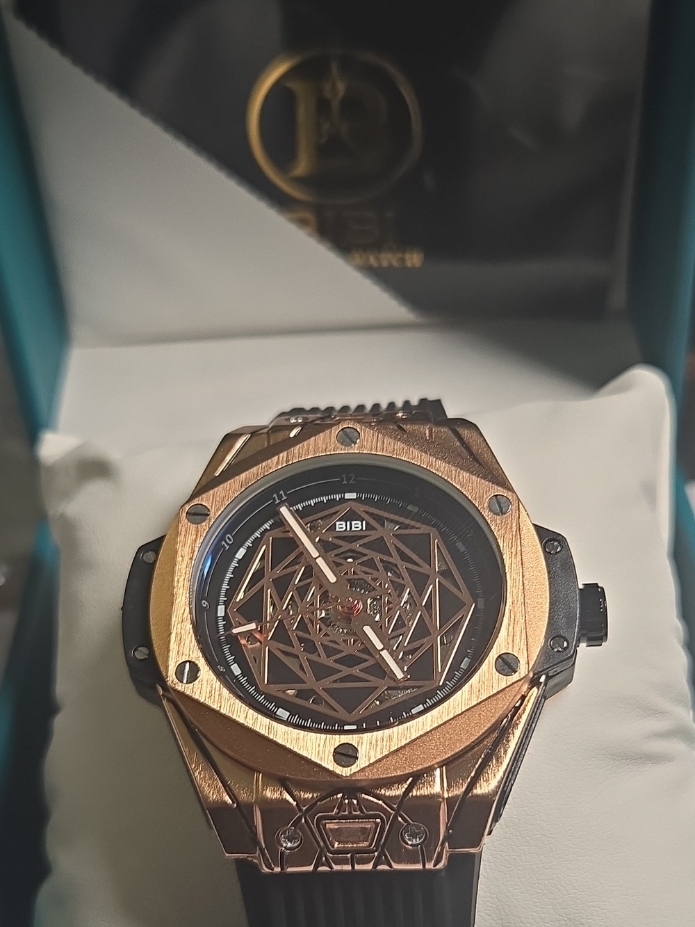 BIBI Geometric Automatic Watch in Brown & Black NWT